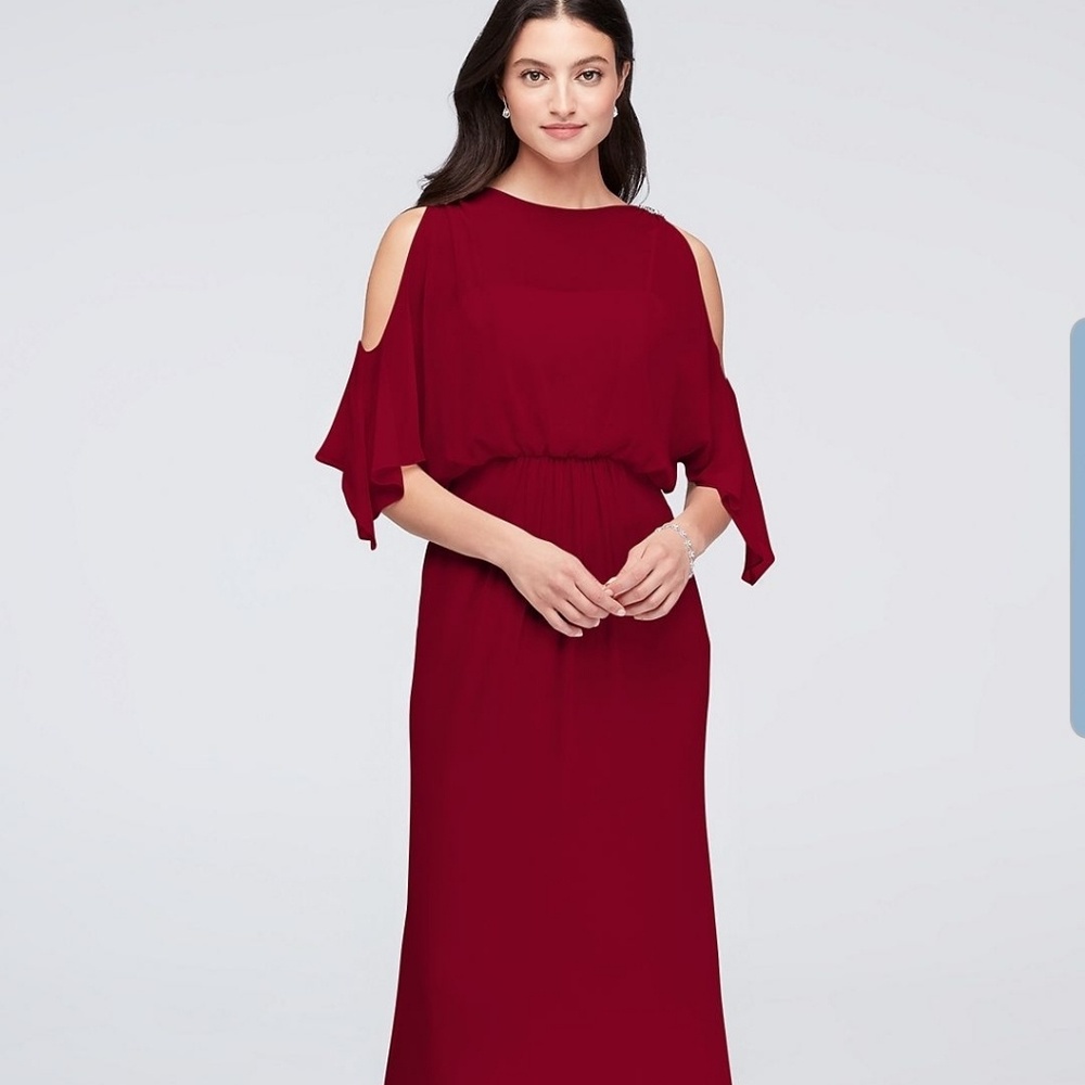 David's Bridal Cold Shoulder Gown
